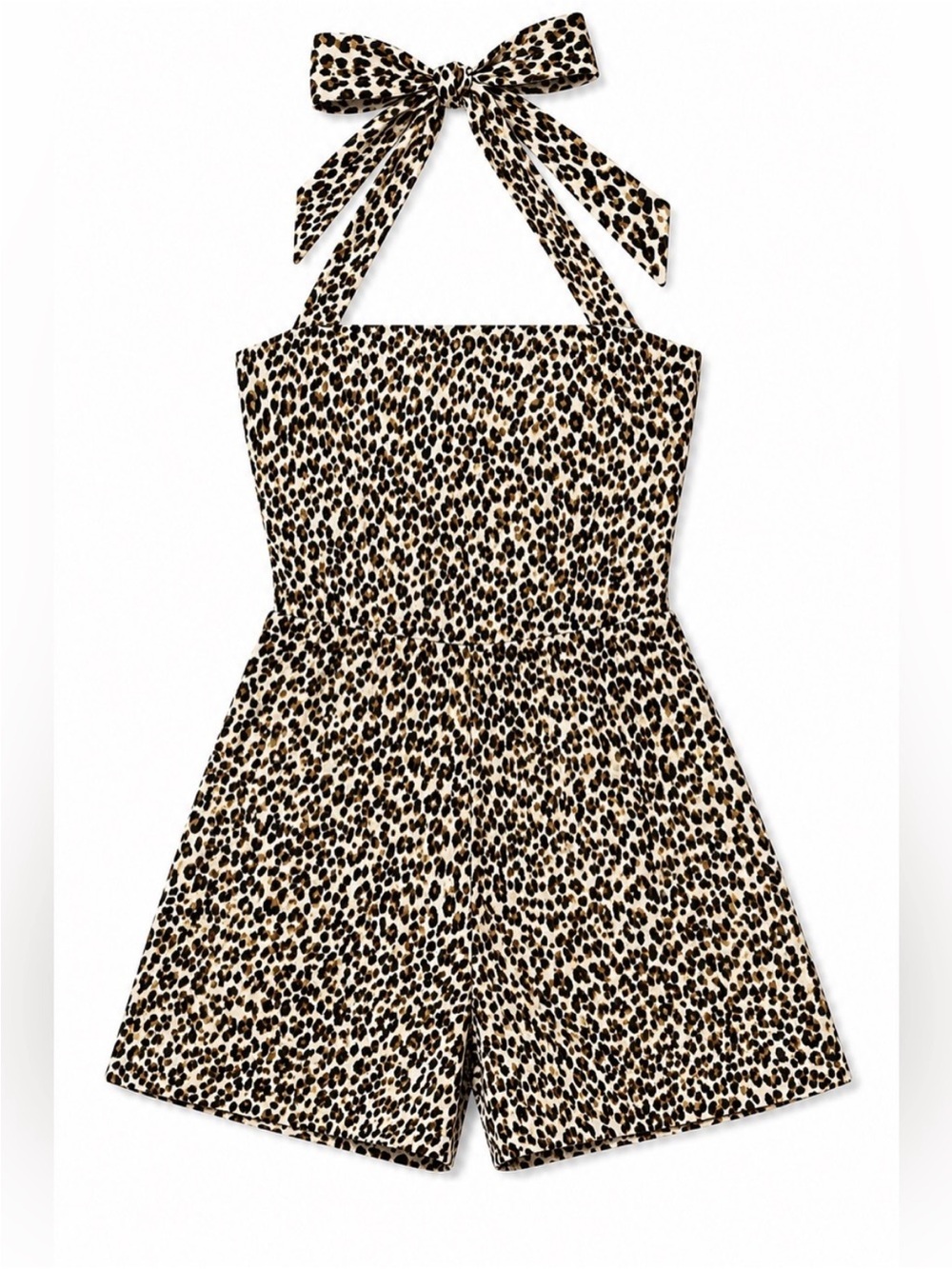 CHEETAH PRINT SQUARE NECK HALTER ROMPER